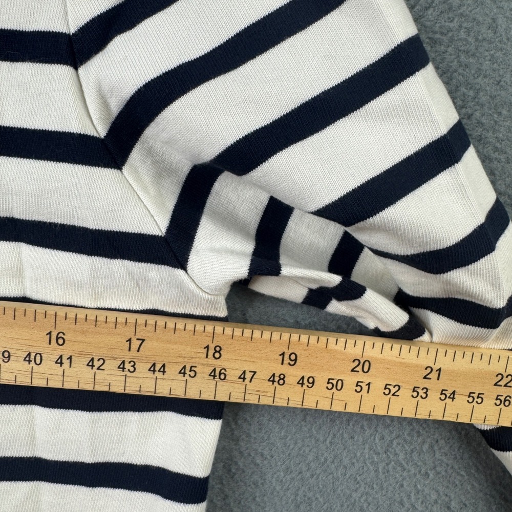 COS Womens Medium Striped Long Sleeve Cotton T-Shirt Cream Navy Blue Breton 8787 - Picture 5 of 8